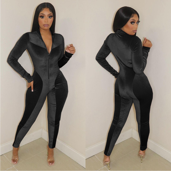 Quality fashion sexy skinny Korean velvet jumpsuit LY9319