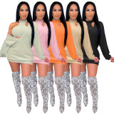 Women's big V-neck sweater dress + vest two-piece suit MN8390