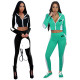 Women's fashion casual hit color foreign trade sports zipper suit L6029