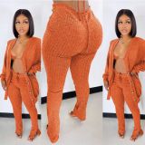 Knotted woolen coat, tight-fitting split trousers underwear M6659