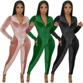 Quality fashion sexy skinny Korean velvet jumpsuit LY9319