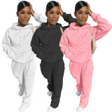 Women's fashion solid color casual sports sweater two-piece suit LY9318