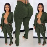 Knotted woolen coat, tight-fitting split trousers underwear M6659
