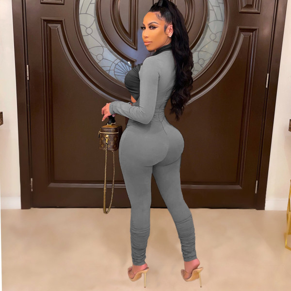 Sexy hit color cutout tie jumpsuit AC9120