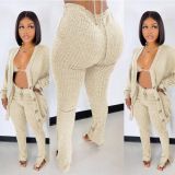 Knotted woolen coat, tight-fitting split trousers underwear M6659