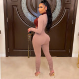 Sexy hit color cutout tie jumpsuit AC9120