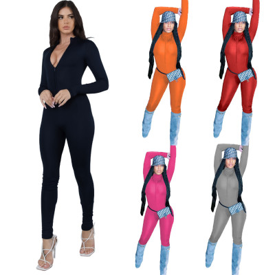 Pure color sports casual jumpsuit AC9119