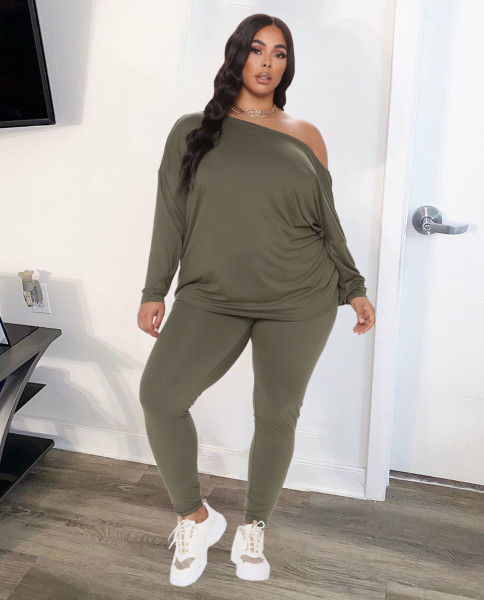 Positive and negative off-the-shoulder loose-fitting deep V plus size women's clothing BK00037