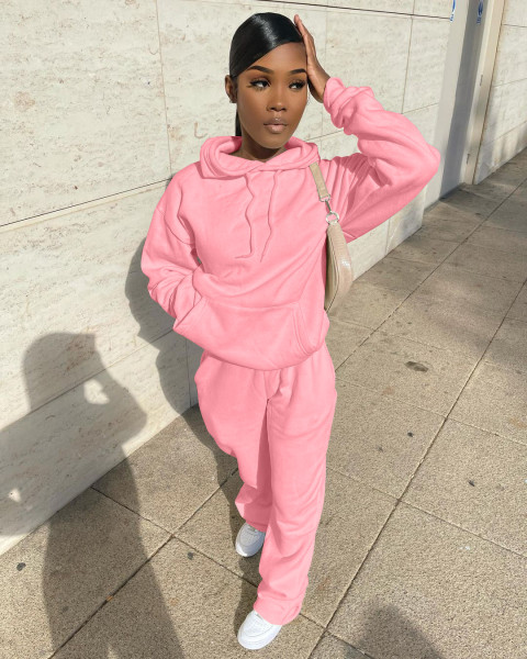 Women's fashion solid color casual sports sweater two-piece suit LY9318