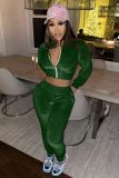 Pure color Korean velvet two-piece suit LL6340