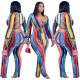 Ladies' Fall/Winter 2021 New Lantern Sleeve Sexy V-neck Painted Printed Jumpsuit With Belt H8949