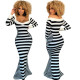 2021 autumn and winter new striped bag hip long dress p8618