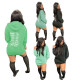 Letter pocket pullover hooded all-match long sweater dress SD20134