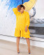 Solid color button shirt fashion pleated skirt bubble cuff dress QY18028