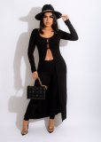 Women's autumn and winter fashion solid color cardigan big cloak personality two-piece suit A867