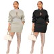 Women's half-high neck waist trimming threaded flocking sweater and hip dress C657