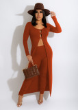 Women's autumn and winter fashion solid color cardigan big cloak personality two-piece suit A867