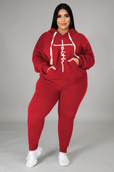 Two-piece plus size women's fashion casual sports sweater suit Q77331