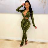 Explosive fashion feature printing high elastic sexy suit HN064