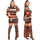 Fashion casual striped print ladies home bag hip open back dress MM2150