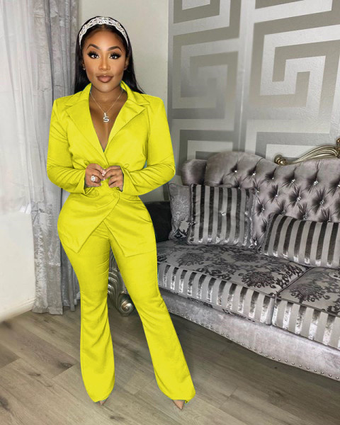 Autumn and winter new fashion casual solid color suit two-piece suit L6221