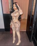 Explosive positioning printing pattern moon sexy tight-fitting two-piece suit FFD1143