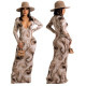 Fashion women's sexy tie-dye printing slim long-sleeved low-neck dress women MM2149