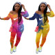 Women's fashion casual tie-dye printing two-piece female L6036