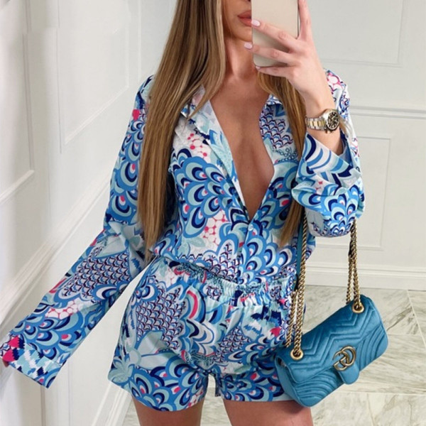 Women's Fashion Casual Suit Beach Sunscreen Suit Long Sleeve Shirt Shorts Turban Three-piece Set T650322194267