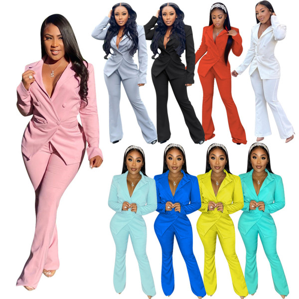 Autumn and winter new fashion casual solid color suit two-piece suit L6221