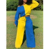One word collar, contrast stitching, thickening, fashion and leisure, two-piece suit MH2043