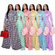 Autumn and winter women's special houndstooth pattern printing round neck long-sleeved trousers ladies casual suit MM2139