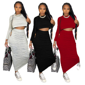 Explosive fashion solid color lifting sexy autumn and winter suit HN065