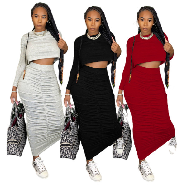Explosive fashion solid color lifting sexy autumn and winter suit HN065