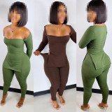Women's hip-lifting, tight-fitting, thin waist, split hem, two-piece personality FFT1142
