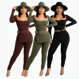 Women's hip-lifting, tight-fitting, thin waist, split hem, two-piece personality FFT1142