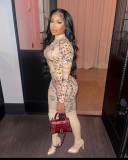 Explosive positioning printing pattern moon sexy tight-fitting two-piece suit FFD1143
