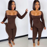 Women's hip-lifting, tight-fitting, thin waist, split hem, two-piece personality FFT1142