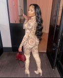 Explosive positioning printing pattern moon sexy tight-fitting two-piece suit FFD1143
