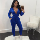 Explosive two-piece solid color fashion sports hooded set L6310