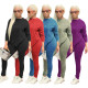 Round neck plush print ladies slim high stretch leisure sports suit MM2146