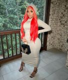 Women's autumn and winter casual fashion solid color sexy hooded dress XR3013