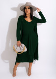 New women's fashion lace-up vest mid-length skirt dress two-piece suit SJ3328
