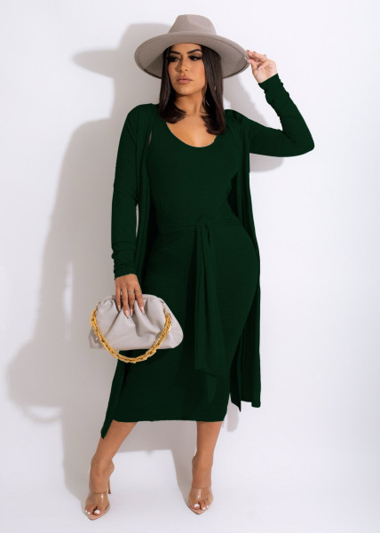 New women's fashion lace-up vest mid-length skirt dress two-piece suit SJ3328