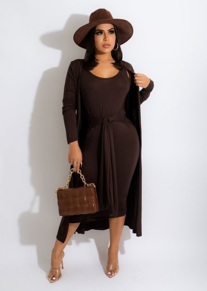 New women's fashion lace-up vest mid-length skirt dress two-piece suit SJ3328