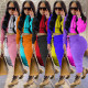Leisure sports suit two-color splicing solid color two-piece suit ZH8570