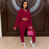 Casual women's suit solid color slim two-piece suit ZH8569