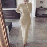 Autumn and winter new women's fashion twist long-sleeved woolen dress D630691445361