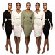 Women's 2021 hot sale Hooded V-neck pocket bag hip one-step skirt suit female two-piece suit D658667066254
