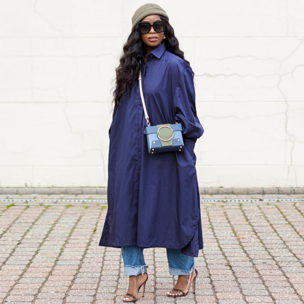 Fashion single-row long-sleeved pocket shirt dress YF8043